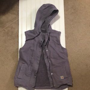 Purple Carhartt Hooded Vest with Sherpa lining